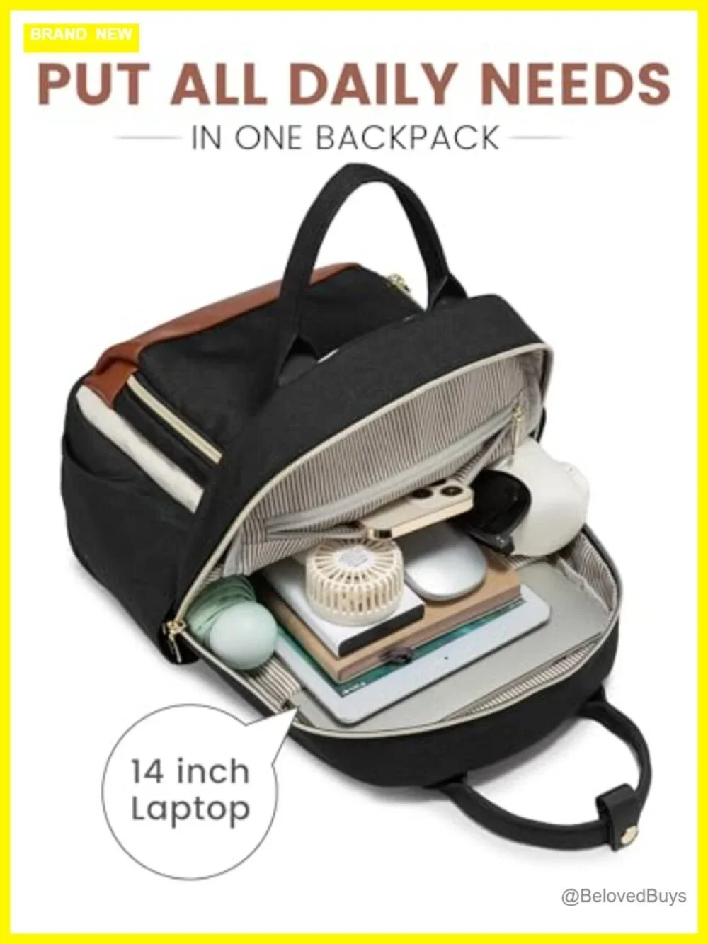Women's Mini Nylon Backpack Purse with Anti-Theft Pocket, Fits 14